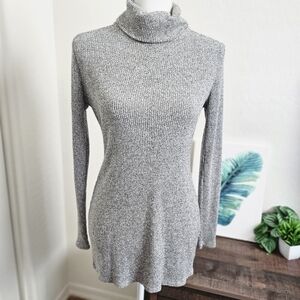 White House Black Market Turtle Neck Heather Grey Sweater Tunic Dress SZ XXS